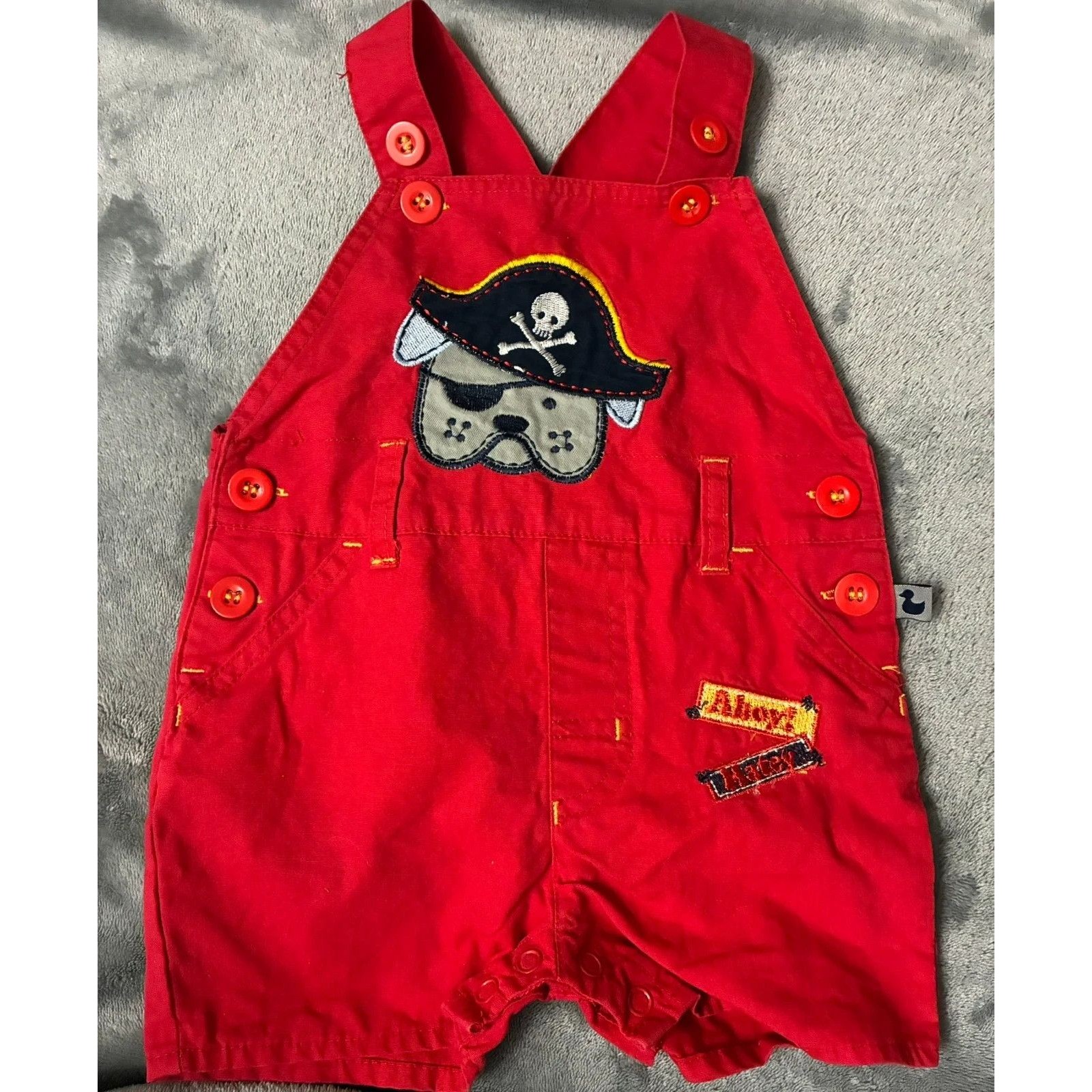 Baby Boy Pirate Dog Shortalls Romper Red 18m Nautical Overalls Outfit